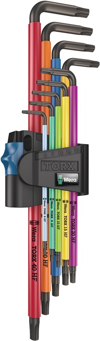 WERA Winkelschraubendrehersatz 967/9 TX XL HF 9tlg.T8-T40 farbcodiert,m.HF lang