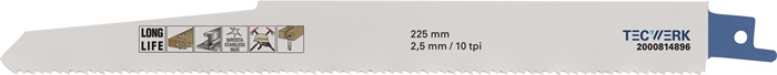 TECWERK Säbelsägeblatt L.225mm B.22mm TPI 10 2,5mm 3 St./Karte TW