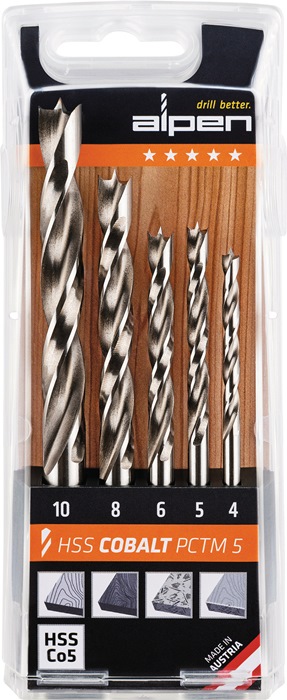 ALPEN Holzspiralbohrer-Satz 5-teilig