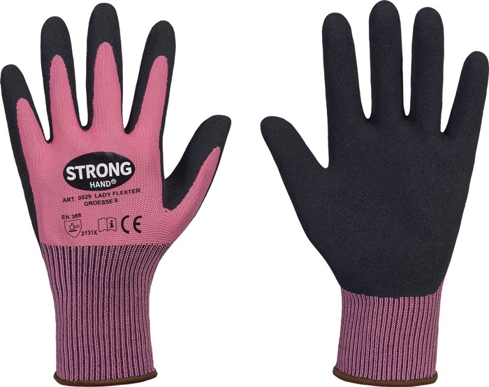 STRONGHAND Handschuhe LADY FLEXTER Gr.6 pink/schwarz EN 420/EN 388 PSA II STRONGHAND - Vorteilspack
