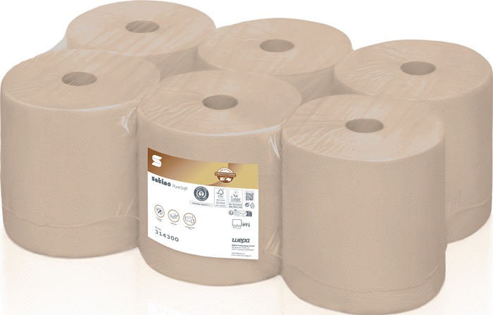 WEPA Handtuchrolle Satino PureSoft 314300 2-lag.beige L.ca.170 mxB.ca.205mm 6 Rl./VE - Vorteilspack