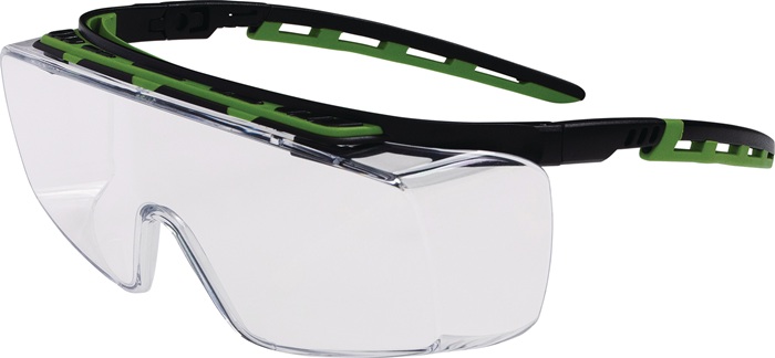 PRO FIT Schutzbrille Kubik EN 166 EN 170 Bügel schwarz/grün,Scheibe klar PC PRO FIT