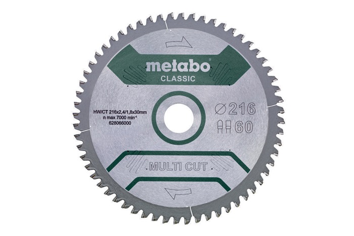 METABO Kreissägeblatt D216xDicke2,4xBohrung30mm Zähnezahl60