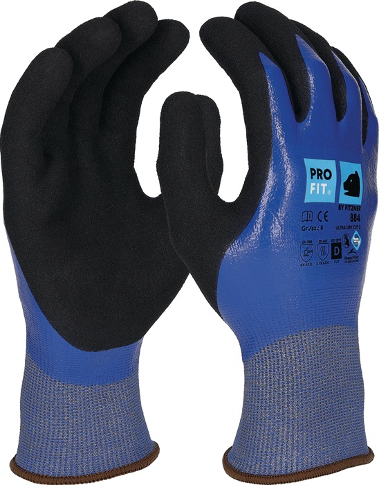 PRO FIT Schnitthandschuh Ultra DRY CUT D Gr.8 blau/schwarz EN 388,EN 407 PSA II PRO FIT - Vorteilspack