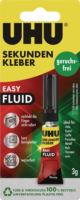 UHU Sekundenkleber EASY-FLUID geruchsfrei 3g farblos Tube UHU - Vorteilspack
