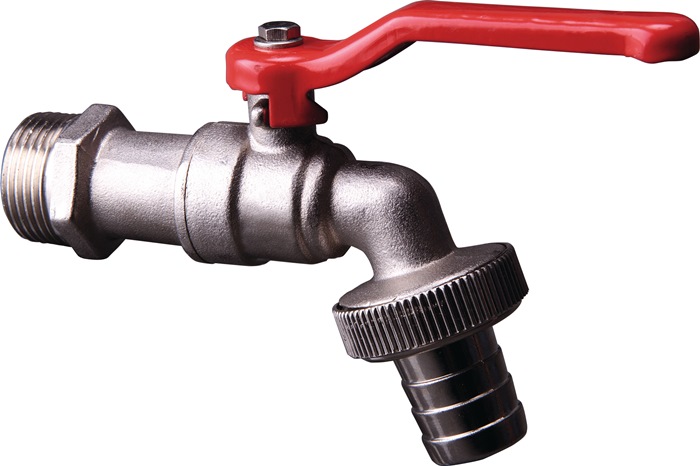 APD Kugelauslaufventil Messing vernickelt Nenngröße 13 mm