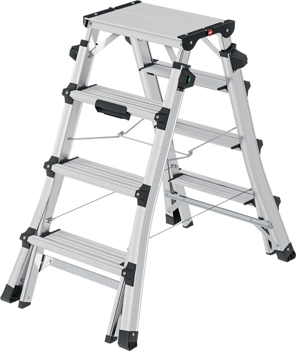 HAILO Stufenstehleiter DTL100 2x4-2x6 Stufen Alu.Gesamt-H.981-1430mm teleskopier.HAILO