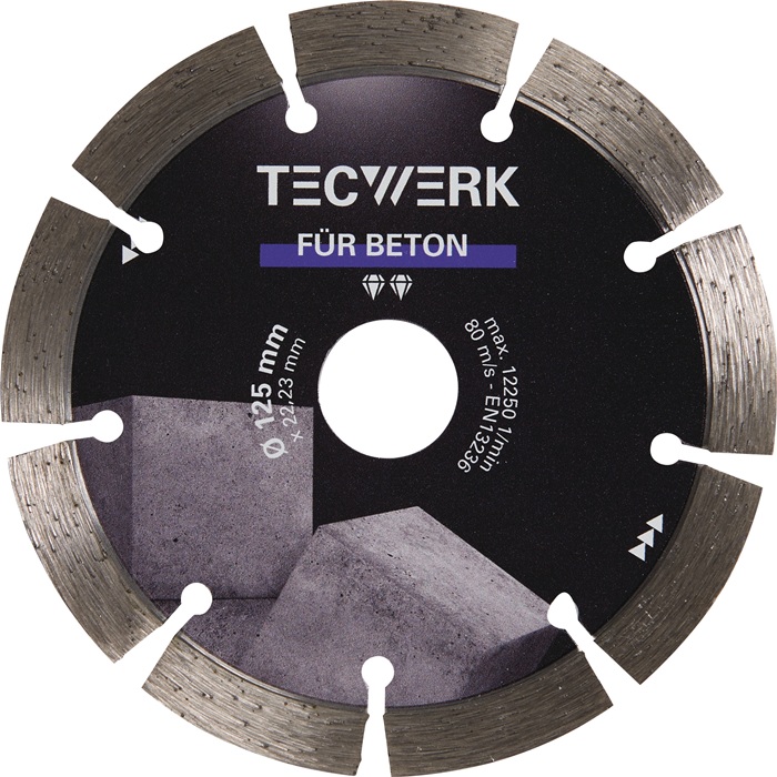 TECWERK Diamanttrennscheibe BETON D.115mm Bohr.22,23mm Seg.-B.34,5mm