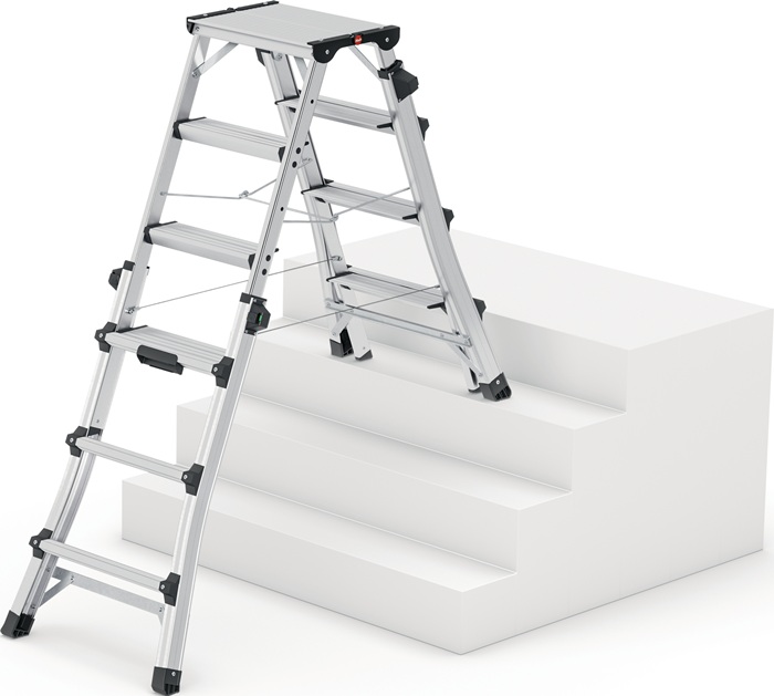 HAILO Stufenstehleiter DTL100 2x4-2x6 Stufen Alu.Gesamt-H.981-1430mm teleskopier.HAILO