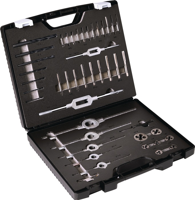 TECWERK Gewindeschneidzeugsatz M3-M12 44tlg.HSS Ku.-Kass.TECWERK
