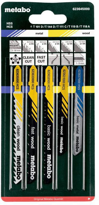 METABO Stichsägeblattsortiment 5teilig 4xHolz/1xMetall