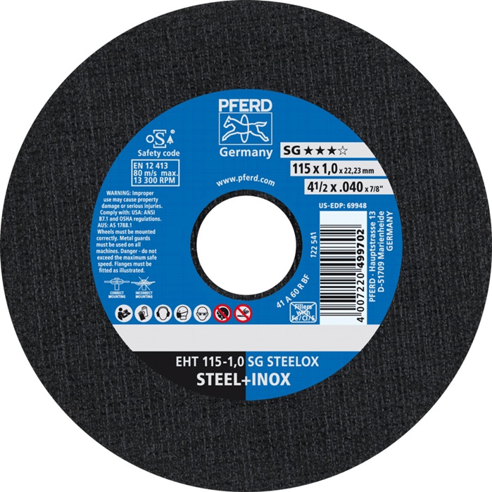 PFERD TOOLS Trennscheibe SG STEELOX D115x1mm ger.INOX Bohr.22,23mm PFERD - Vorteilspack