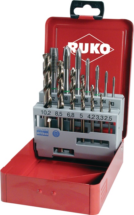 RUKO Maschinengewindebohrerset DIN 371/376 B M3-M12 14tlg.HSSE-Co 5