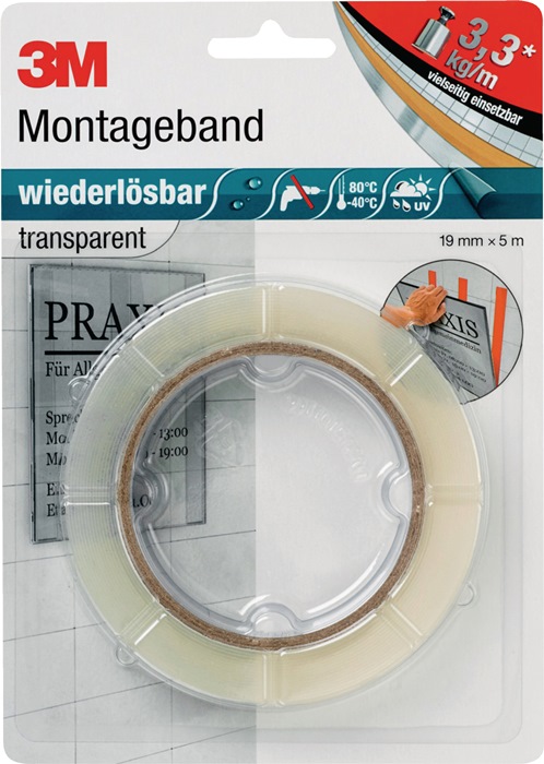 3M Montageband transp.L.5m B.19mm Rl.3M - Vorteilspack