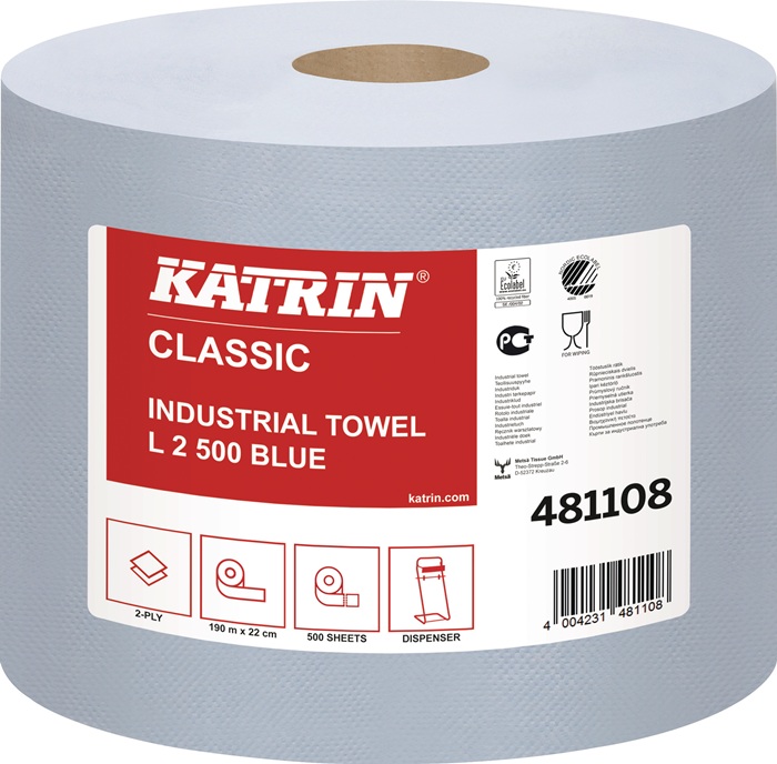 ELOS Putztuchrolle Katrin Classic L 2 L.ca.360 mmxB.ca.220mm blau 2-lag.2 RL/VE ELOS - Vorteilspack