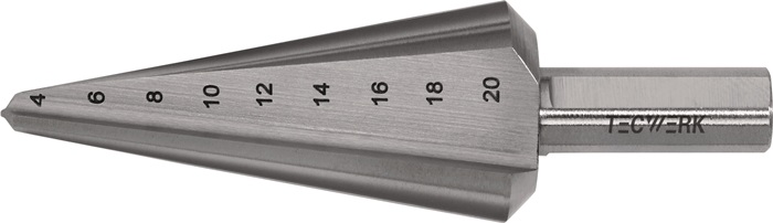 TECWERK Blechschälbohrer Bohrber.4-20mm HSS Gesamt-L.71mm Z.2 TECWERK