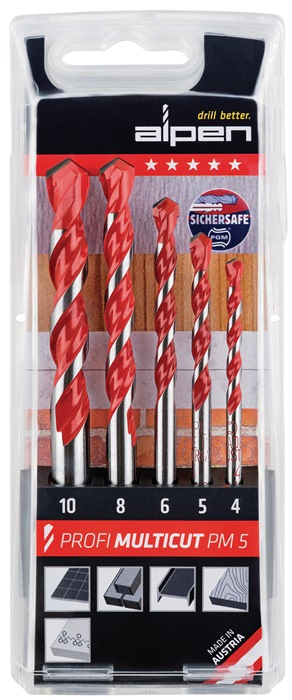 ALPEN Bohrer-Satz 5 teilig 4, 5, 6, 8, 10 mm