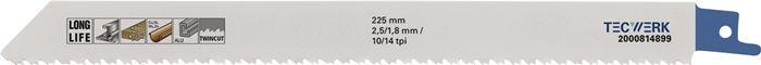 TECWERK Säbelsägeblatt L.225mm B.19mm TPI 10/14 5 St./Karte TW