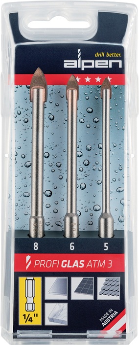 ALPEN Glasbohrer-Satz 3-teilig Ø 5/6/8 mm