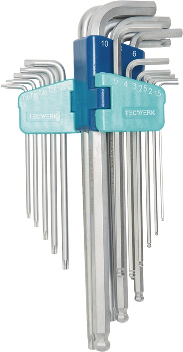 TECWERK Winkelschraubendrehersatz 18-tlg.Ku.-Halter SW 1,5-10 mm-T10-T50 TW