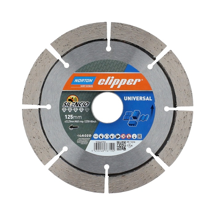 NORTON CLIPPER Diamanttrennscheibe Pro Unviersal Silencio D.125mm Bohr.22,23mm Seg.-B.2,2mm