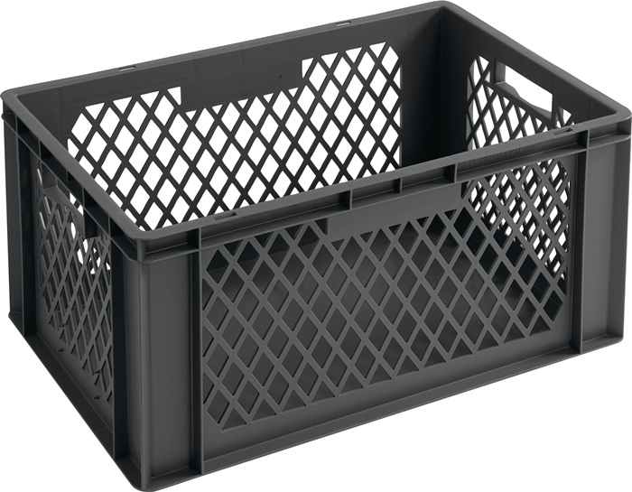 LA-KA-PE Transportbehälter L600xB400xH320mm grau PP Durchfassgr.Seitenwände durchbrochen