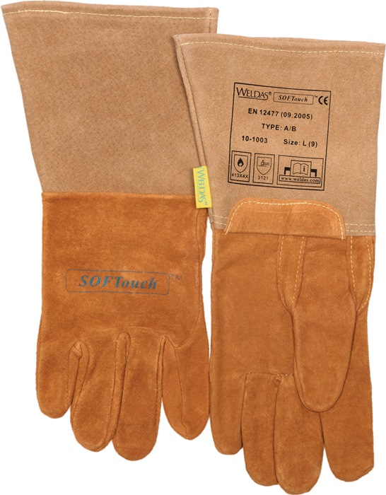 WELDAS Schweißerhandschuhe Gr.L (9) orange Schweins-/Wildleder/Softtouch 5 PA - Vorteilspack