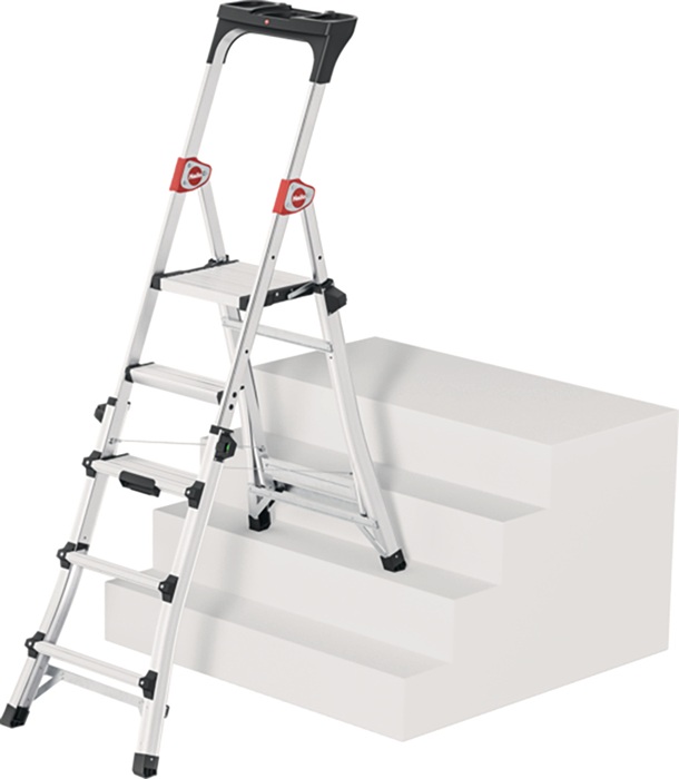 HAILO Stufenstehleiter TL100 Stufen 3-5 Stufen Alu.elox.Gesamt-H.1430-1900mm