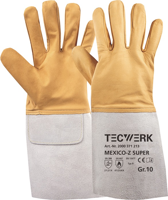 TECWERK Schweißerhandschuhe Mexico Z Super Gr.11 gelb/grau EN 388/407/12477 10PA TW - Vorteilspack