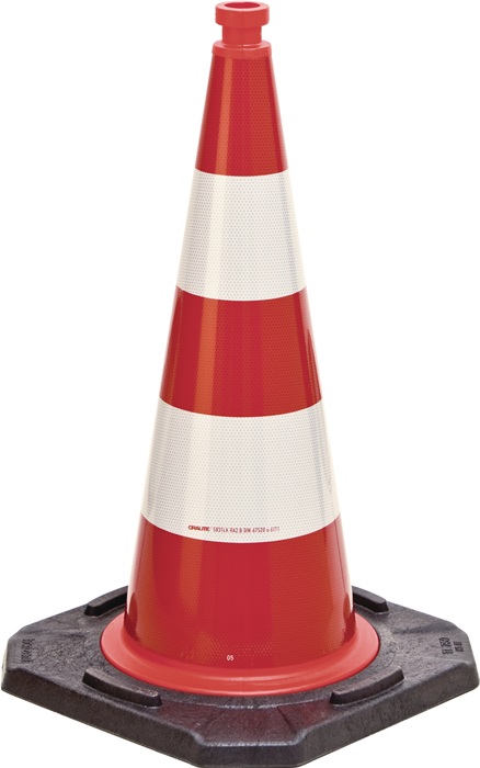 Leitkegel TL H.500mm BAST geprüft,2 Streifen G.3,20 kg,33x33cm