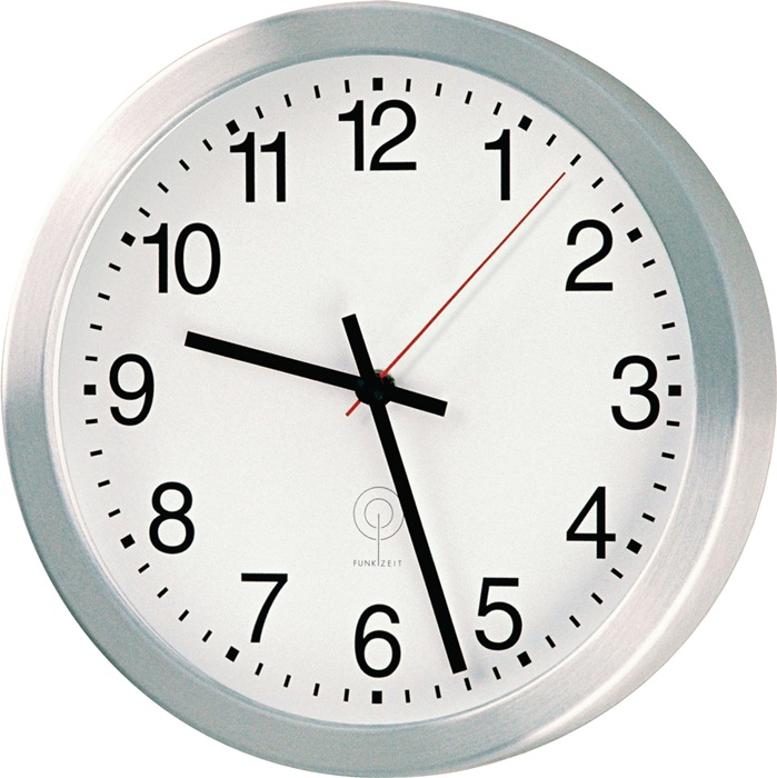 Wanduhr Funkuhr Aluminium mattsilber