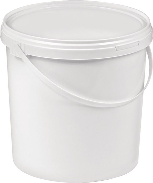 Eimer 10l Kunststoff,lebensmittelecht weiß Bügelgr.u.Stülpdeckel D.250mm H.265mm