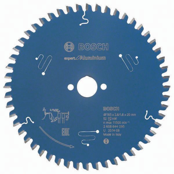 BOSCH Kreissägeblatt EXPERT for Alu.AD 165mm Z.52 HLTCG Bohr.20mm Schnitt-B.2,6mm