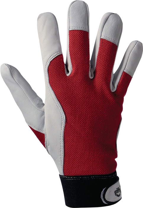 L+D Handschuhe Griffy Gr.8 rot/naturfarben Ziegennappaleder/Interlock auf SB-Karte