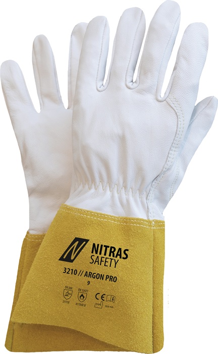 NITRAS SAFETY Schweißerhandschuhe ARGON PRO Gr.9 grau/ocker - Vorteilspack
