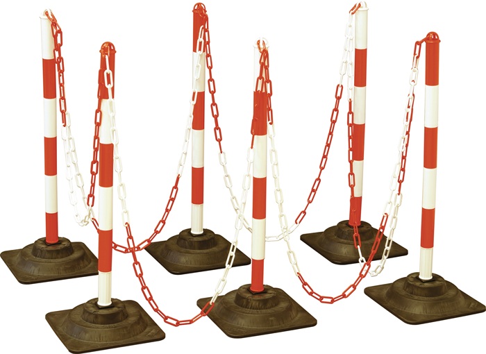 Sperrpfosten-Set PE/PVC rot/weiß mit Hartgummifuß