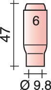 TRAFIMET Keramische Gasdüse Stand.D.9,8mm L.47mm TRAFIMET - Vorteilspack