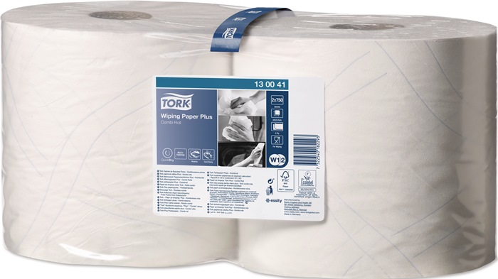 TORK Putztuch TORK 130041 L.ca.340 mmxB.ca.235mm weiß 2-lagig,geprägt,bedruckt 750 Tü - Vorteilspack
