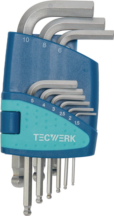 TECWERK Sechskantwinkelschraubendrehersatz 9-tlg.Ku.-Halter SW 1,5-10mm kurz