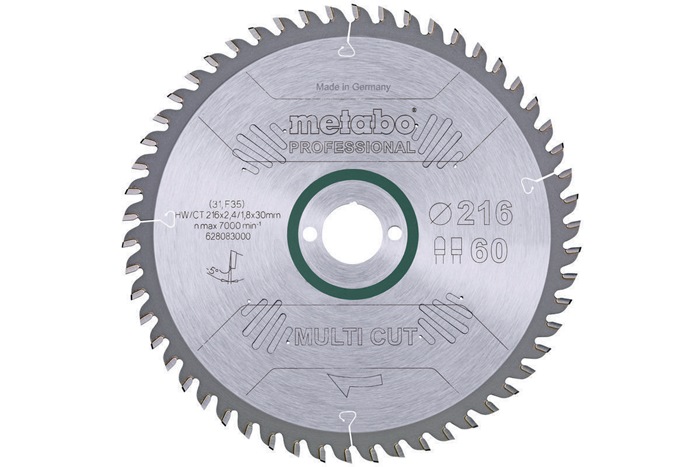 METABO Kreissägeblatt D216xSchnitt-B.2,4xBohrung30mm 60Zähne