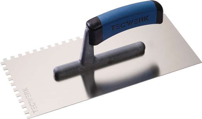 TECWERK Glättekelle L.280mm B.130mm Zahn 6x6 VA S.0,7mm TECWERK