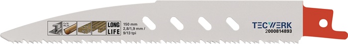 TECWERK Säbelsägeblatt L.150mm B.19mm TPI 9/13 2,8/1,9mm 5 St./Karte TW