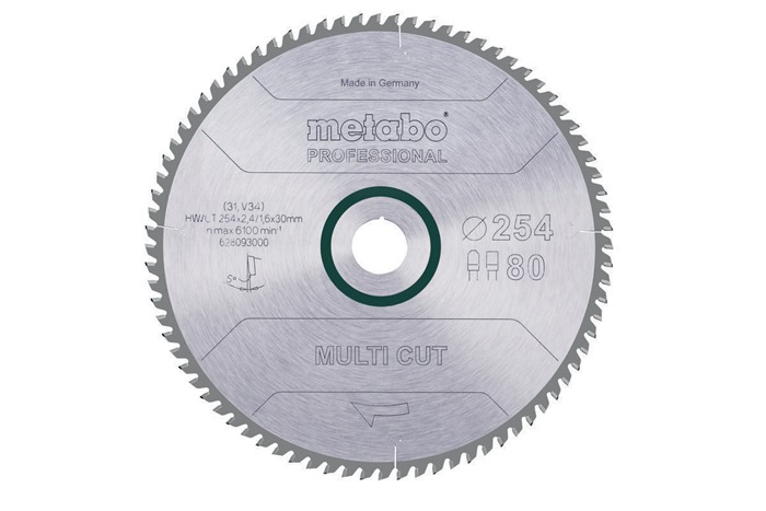 METABO Kreissägeblatt D254xSchnitt-B.2,4xBohrung30mm 80Zähne