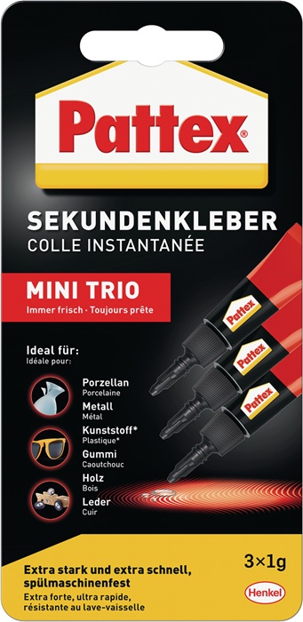 PATTEX Sekundenkleber Classic MINI-TRIO 3x1g transp.Tube PATTEX - Vorteilspack