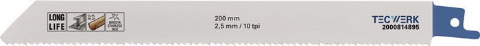 TECWERK Säbelsägeblatt L.200mm B.19mm TPI 10 2,5mm 5 St./Karte TW