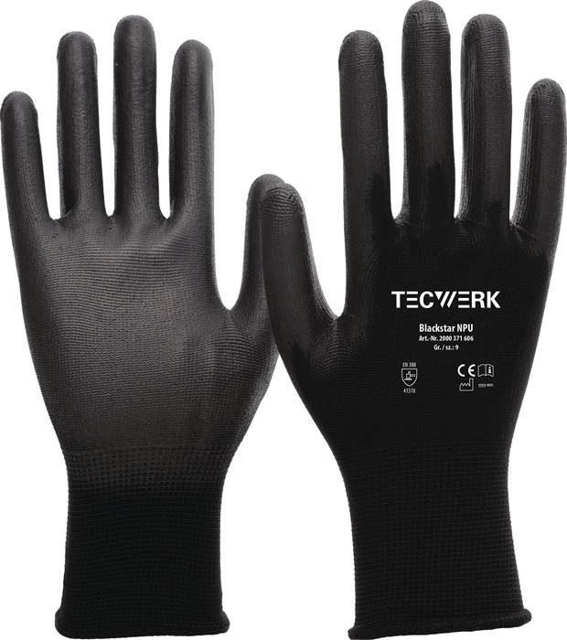 TECWERK Handschuhe Blackstar NPU Gr.6 (S) schwarz EN 388 PSA II TECWERK - Vorteilspack