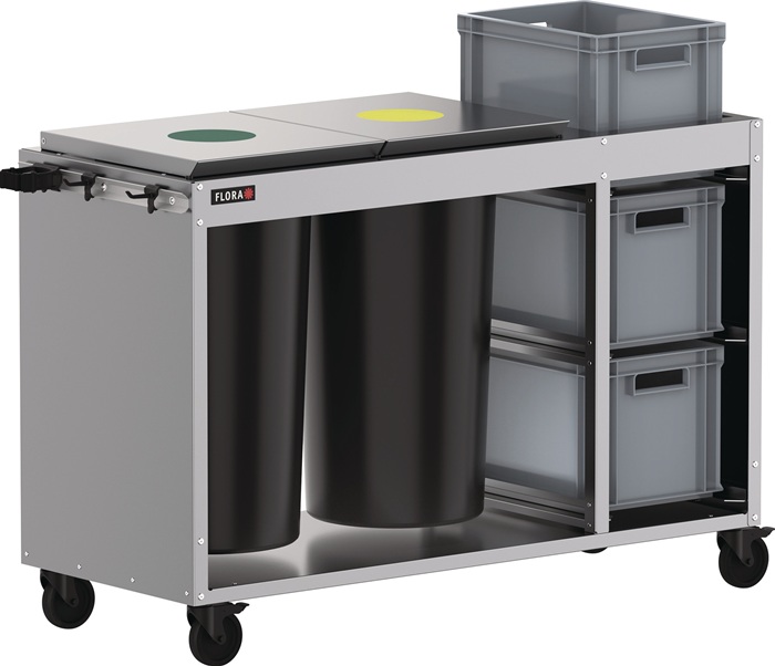 FLORA Reinigungswagen 2 Tonnen á 60l,3 Kisten STA FLORA