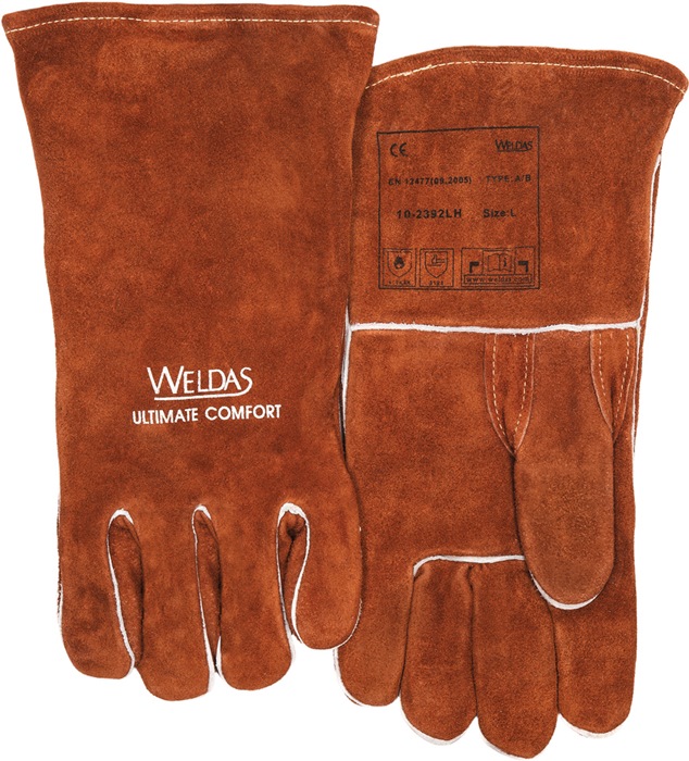 WELDAS Schweißerhandschuhe Gr.L (9) braun Rindspaltleder 5 PA - Vorteilspack