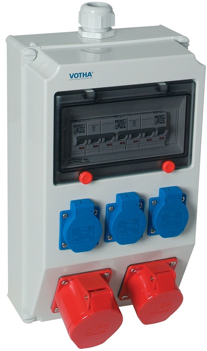 JÄGER DIREKT Kunststoffwandverteiler Verschraubung M32 2xCEE 16 A,3x230V