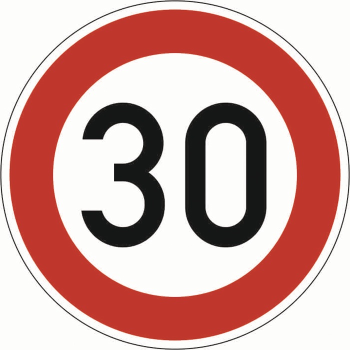ADCO Verkehrszeichen VZ 274-30 Höchstgeschwindigkeit 30 km/h D.600 mmx2mm Ronde RA2